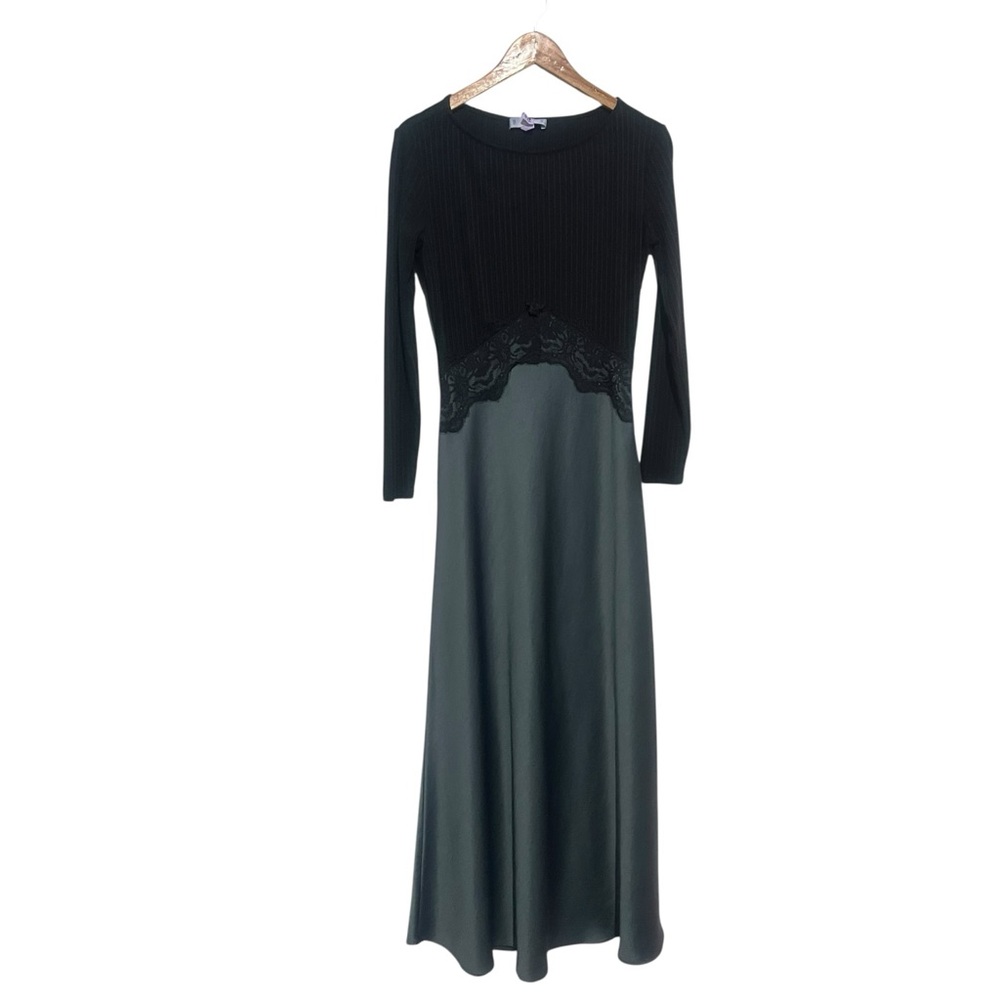 MANGO Contrasting Satin Dress Size 6 Maxi Long Modest - Picture 3 of 6